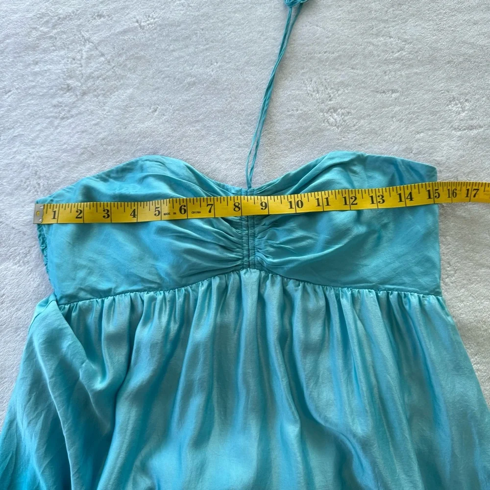 Betsey Johnson Ombré Blue Silk Strapless Mermaid Halter Maxi Dress - Picture 5 of 7